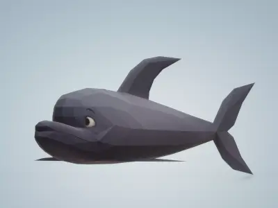 Low poly Dolphin whale in polygonal style premium Low-poly 3D model