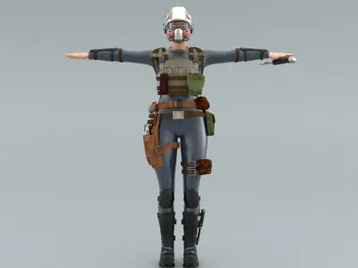 laos Game Female Soldier 3D model