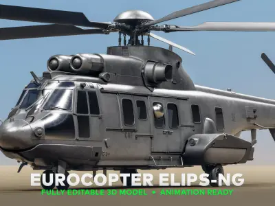 Eurocopter ELIPS NG  - Military Helicopter Low-poly 3D model