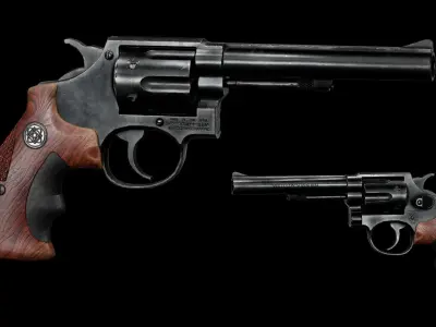 GAME READY SW MODEL 10 REVOLVER PBR RIGGED Low-poly 3D model