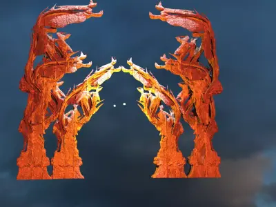 Dantes Inferno Great Dance pillars Kit bash 2 Low-poly 3D model