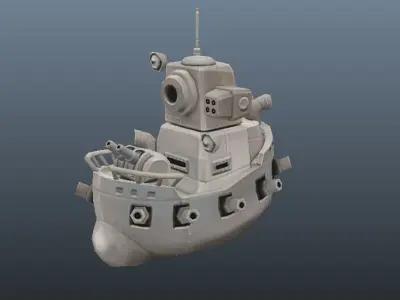 Micro Ship - Low Poly Hand Painted Low-poly 3D model