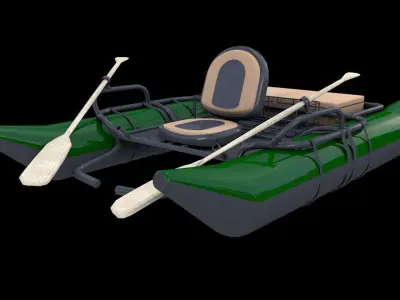 River Fishing Pontoon  Low-poly 3D model