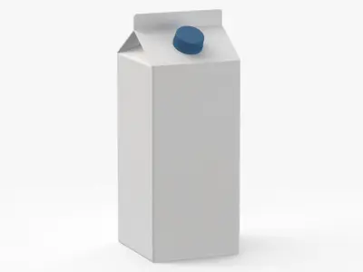 Milk Carton Type 01 XL Blank Blue Green and Red Label(1) 3D model