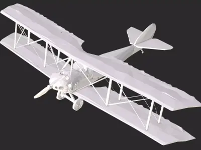 Biplane Low Poly 3D model