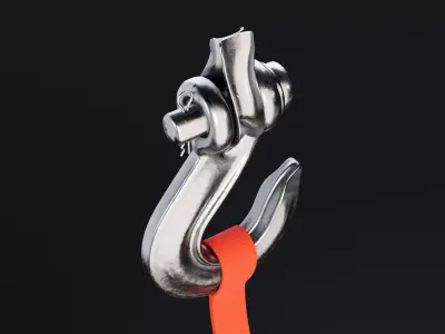 heavy duty winch crane or tow slip hook 3d model 3D model