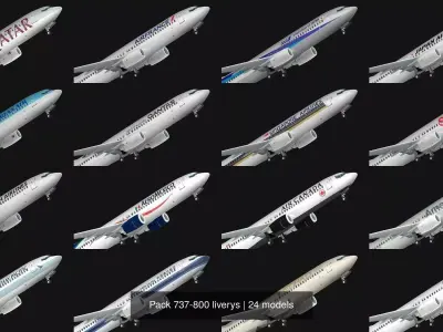 Pack 737-800 liverys 3D Model Collection