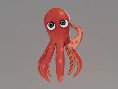 Rigged Cartoon Octopus 3D model
