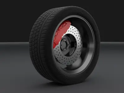 3D wheel with an unusual attachment Free 3D model