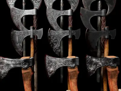 Viking Axe Pack Low-poly 3D model
