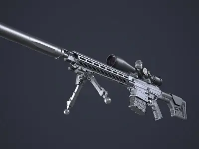 Sniper Rifle OMEN  300 WIN MAG Low-poly 3D model