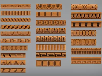 Decorative molding 18-28mm width set Free 3D model