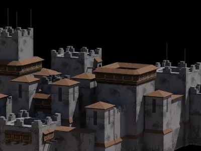 Fortress castle Low-poly 3D model