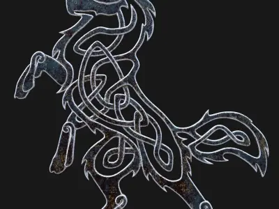 Celtic Wolf Pendant Low-poly 3D model