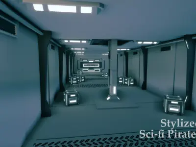 Stylized Sci-fi Pirate Ship - By Yorakeys Low-poly 3D model