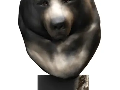 Grizzly Bear Head Sculpture Free 3D print model
