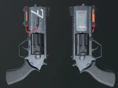 Revolver-Sci-Fi Low-poly 3D model