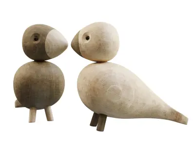 Birds figurines Kay Bojesen PBR 3D model