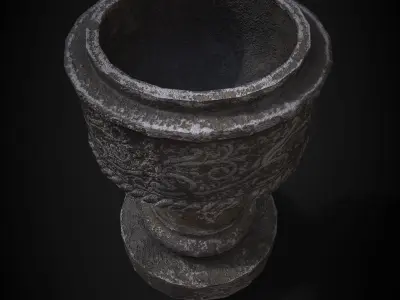 old stone pot lowpoly game asset Low-poly 3D model