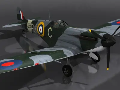 SPITFIRE MK VB 130th Squadron Low-poly 3D model