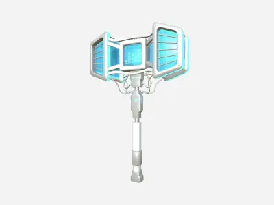 SciFi War Hammer A02 White Blue - Sci Fi Weapon Design Low-poly 3D model