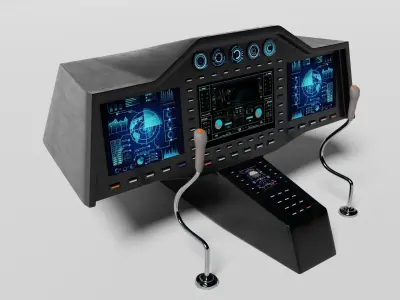 Aircraft cockpit control panel 3D model