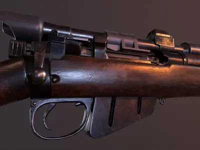 Lee Enfield WW2 Sniper Rifle PBR Low-poly 3D model