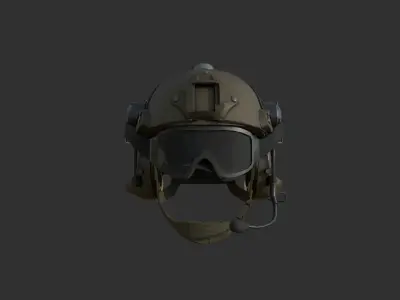 Ops-Core Fast XP TAN with Comtac and Goggles Low Poly 3D model Low-poly 3D model