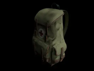 WW2 Medical Backpack Low-poly 3D model