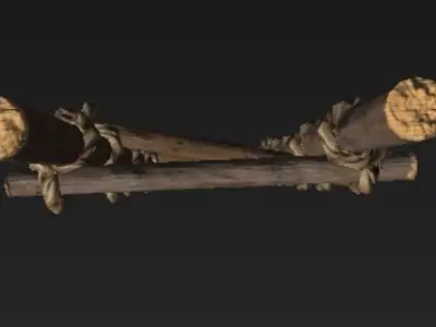 Wooden Ladder Low-poly 3D model