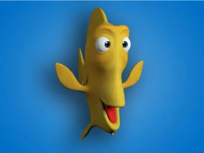 Cartoon yellow fish Low-poly 3D model