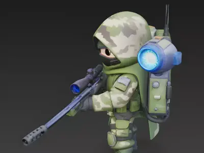 The Ghost-Hawk Stylized Camo Sniper 3D Model Low-poly 3D model