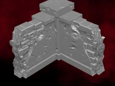 Diorama Damage Wall 3D printable files for Action Figures 3D print model