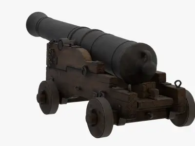 Realistic Medieval Cannon Low-poly 3D model
