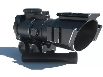 Weapon Set Collimator Scope and Silencer Free low-poly 3D model