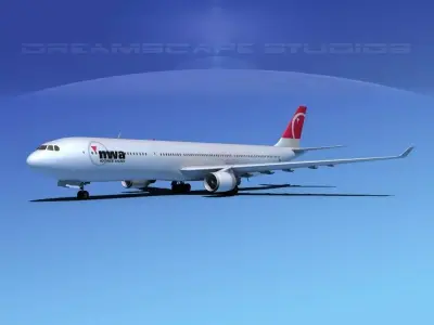 Airbus A330-300 Northwest Airlines 3D model
