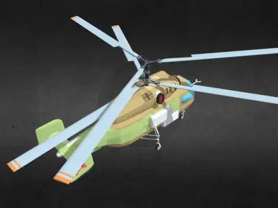 ka-27 military helicopter with two propellers Low-poly 3D model