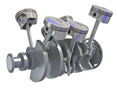 Animated V6 Engine Cylinders 3D model
