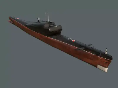 Project 665 Whiskey Long Bin submarine Low-poly 3D model