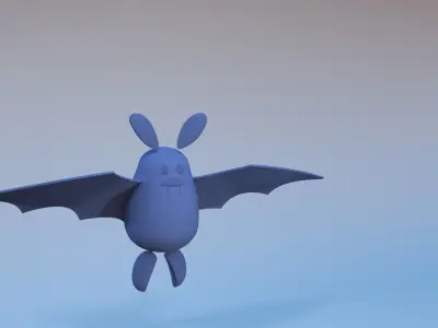 Cute Cartoon Bat Animated 3D model