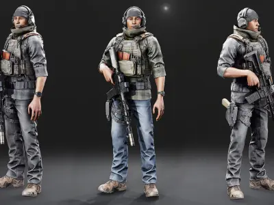 PMC Soldier V2 Low-poly 3D model