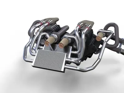 Double engine V8 3D model