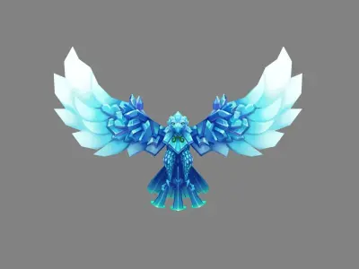 Cartoon ice bird monster Low-poly 3D model