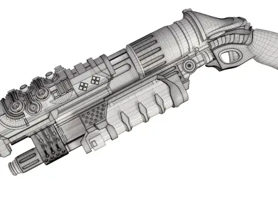 Old Sci-Fi Gun Low-poly 3D model