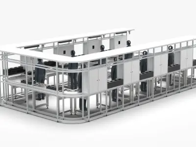 Hydraulic Valve Manual Intelligent Assembly Line 3D model
