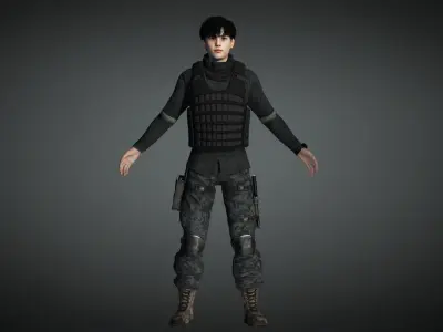 AAA Military Male Character 06 Low-poly 3D model