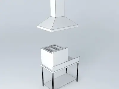 Kit stainless steel kitchen with hood and oven Free 3D model