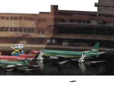  BAC-ONE-11 GREEN  BOEING 727-200  and DC-8-62 3D model