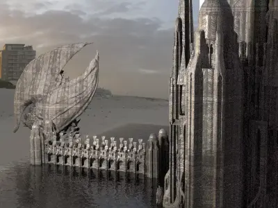 Dragon Monolith Bridge kitbash 2 3D model