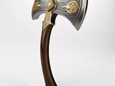 Exquisite Fantasy Double Axe Weapon 3D model